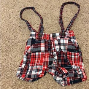 Red white Blue suspender shorts